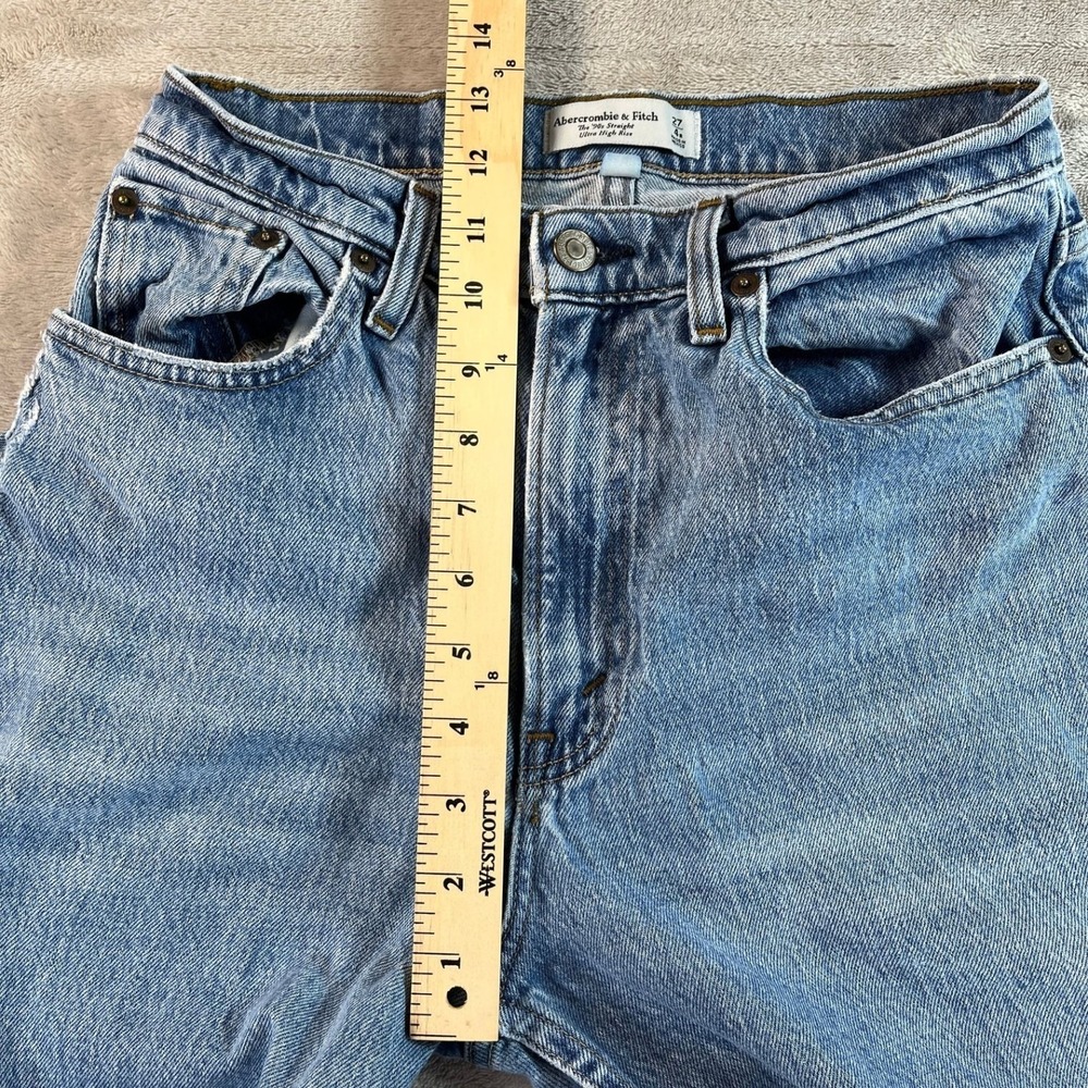Abercrombie & Fitch The 90s Straight Jeans Women 27/4R Blue Curve Love Mom Jeans - Picture 9 of 9